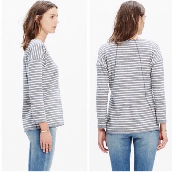 ✨HP✨Madewell Striped Chart Tee/ Navy and Cream✨ - Picture 1 of 6